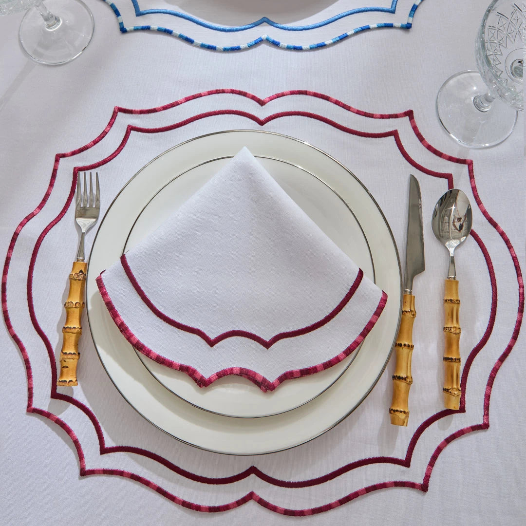 MARBLED NAPKINS BURGUNDY (SET OF 4)