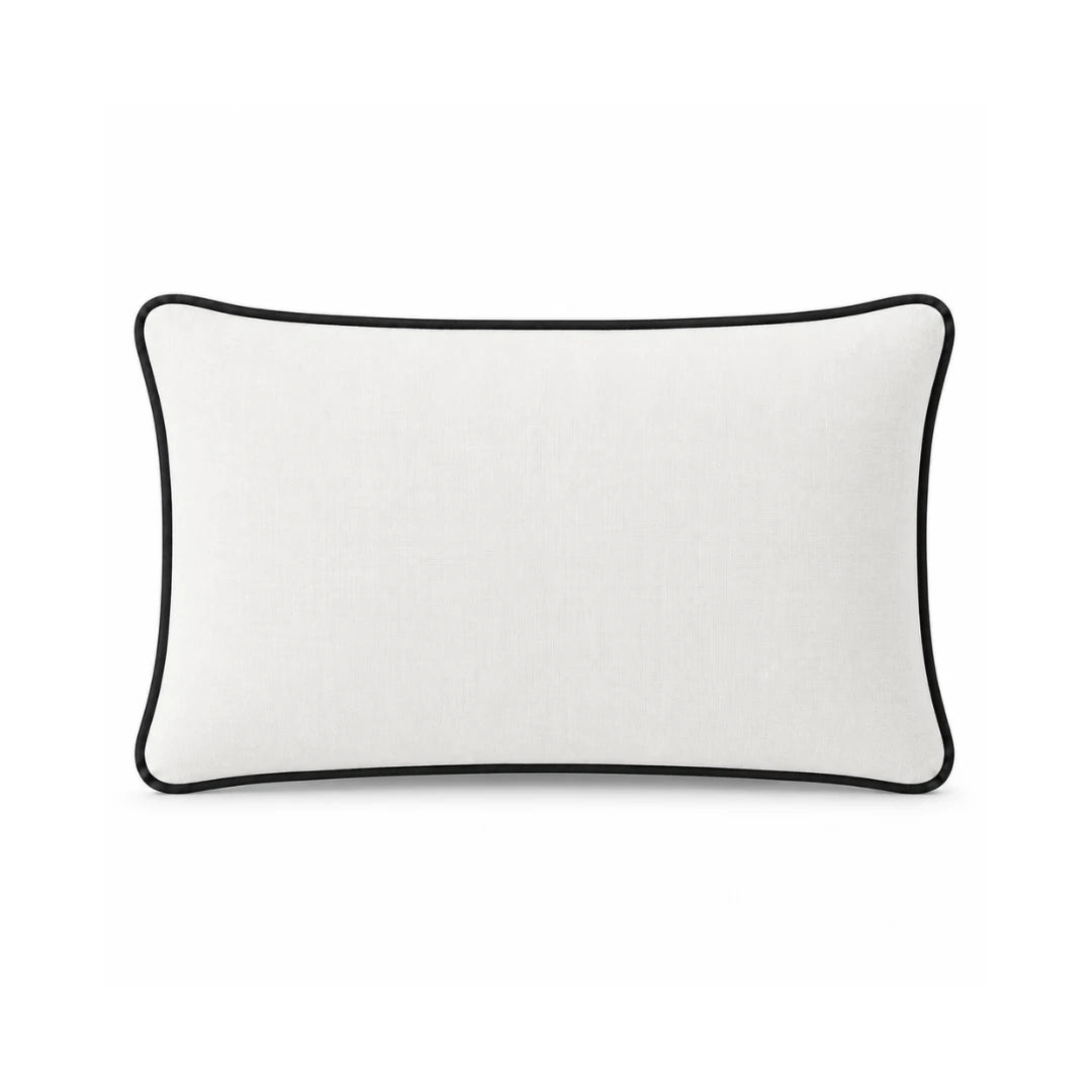 White Cushion Cover with Black Piping