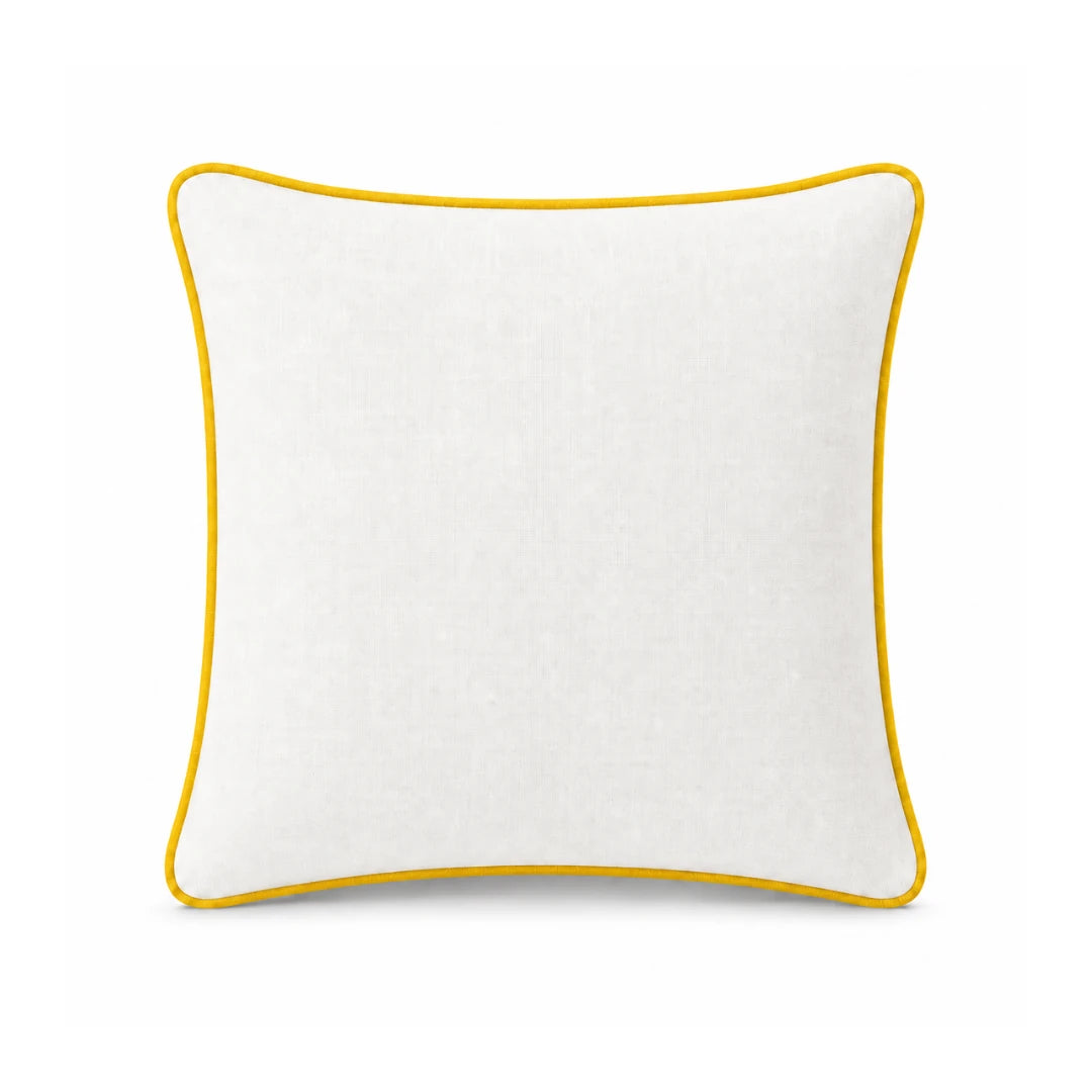 White Cushion Cover with Yellow Piping