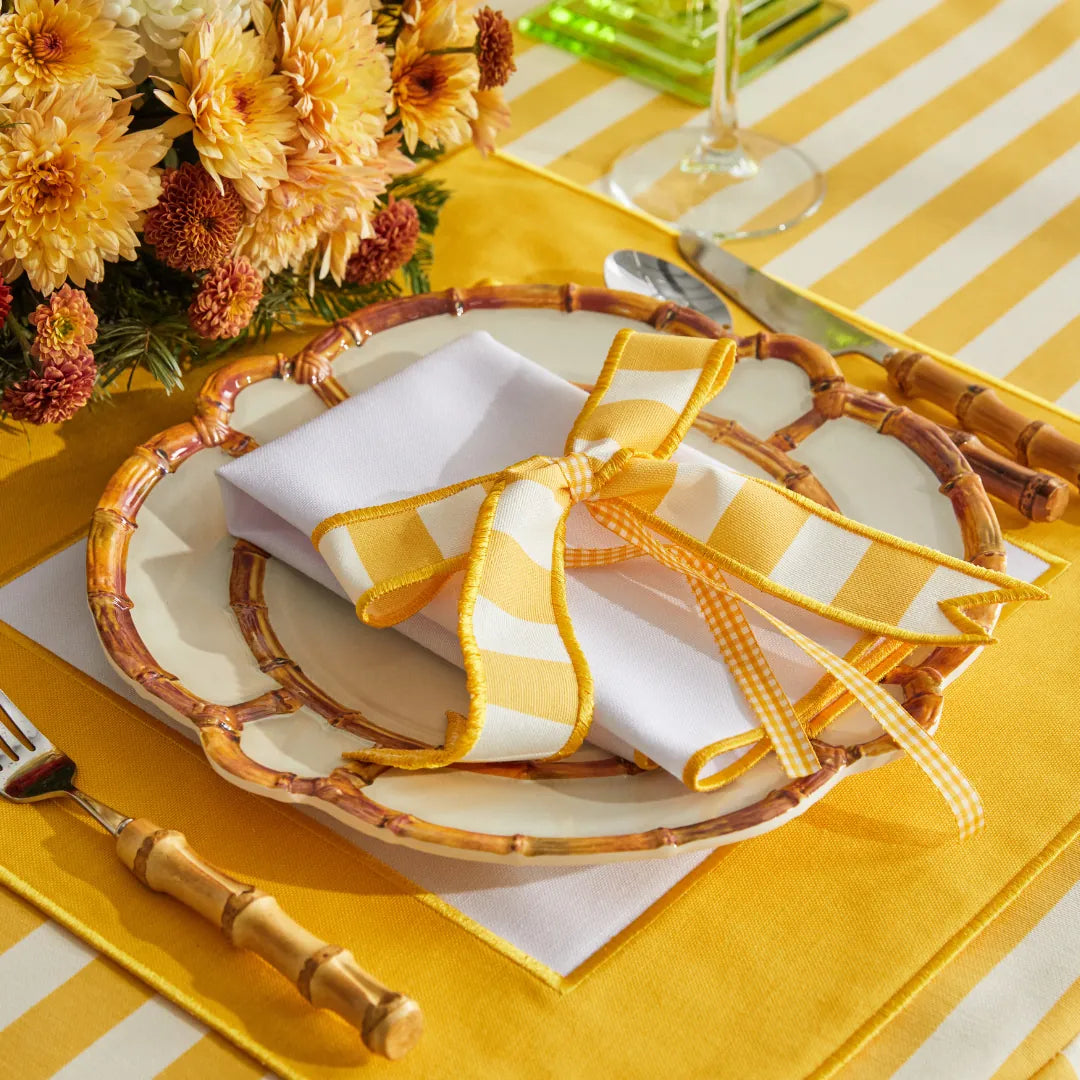 STRIPED NAPKIN RING YELLOW (SET OF 4)