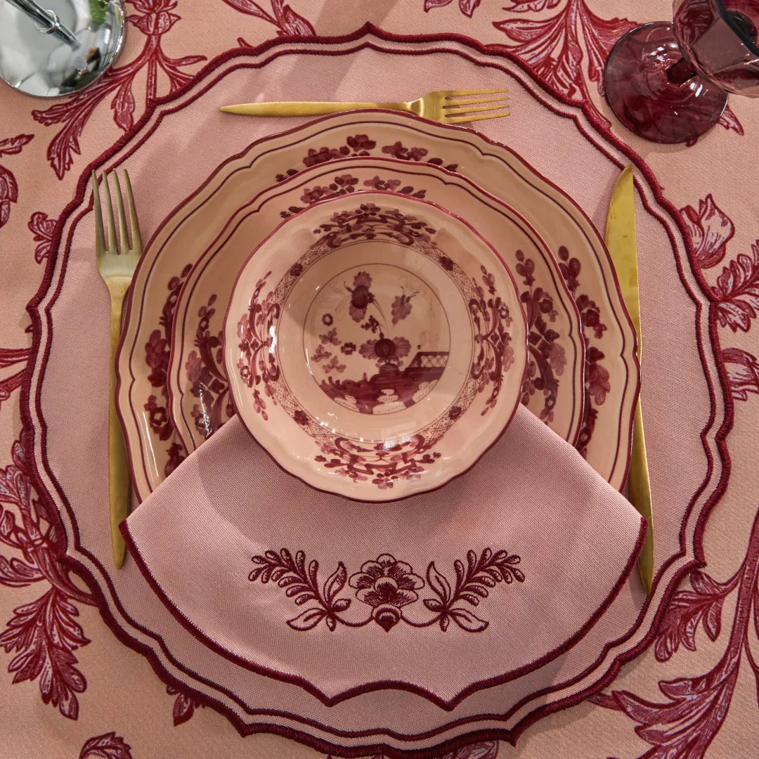 FIORENZA NAPKINS SALMON/BURGUNDY (SET OF 4)