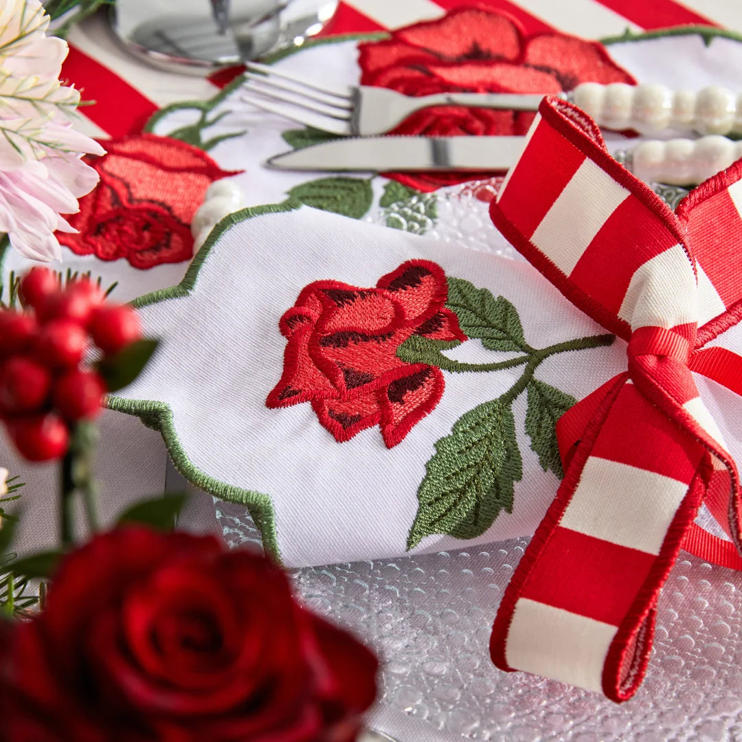 STRIPED NAPKIN RING RED (SET OF 4)