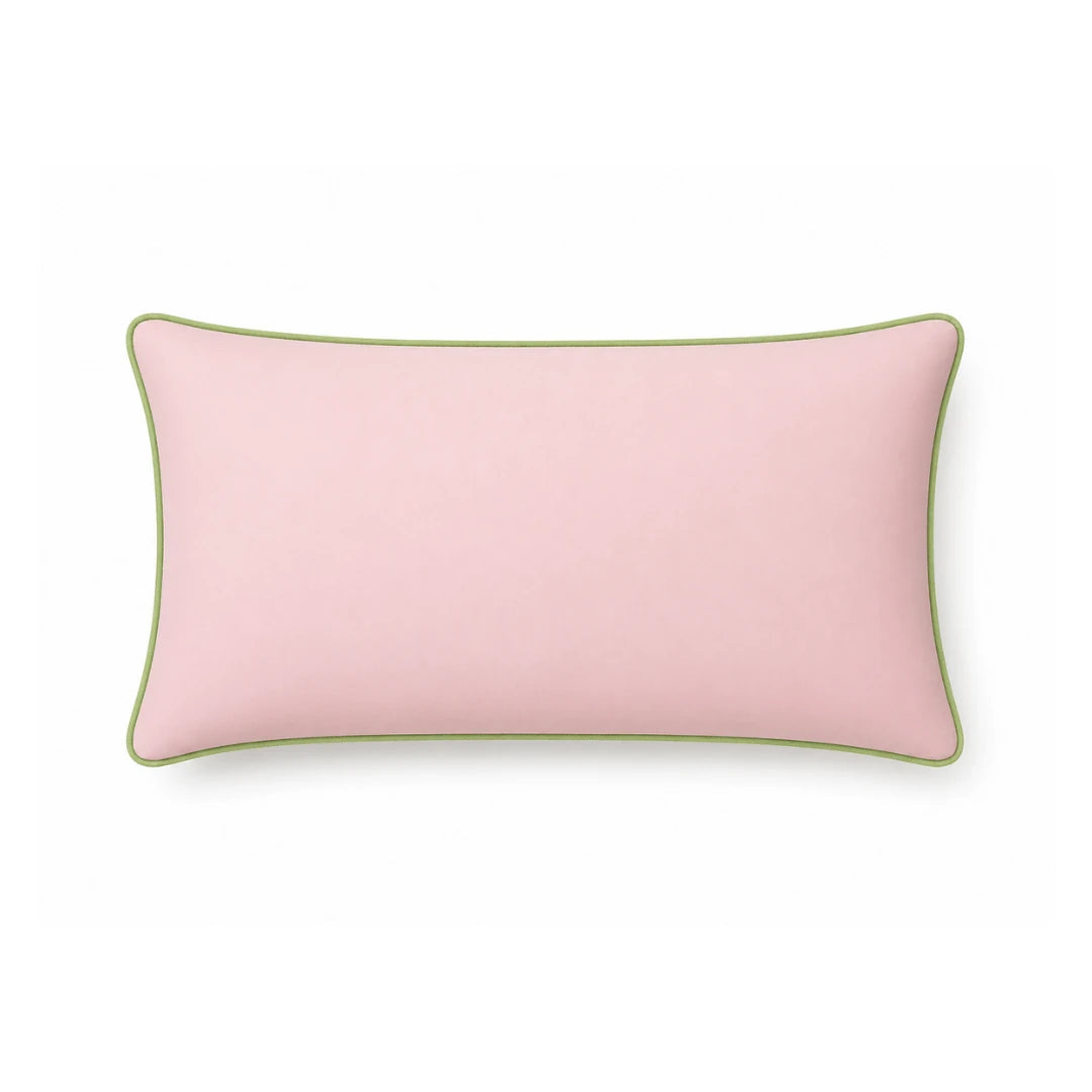 Pink Cushion Cover with Green Piping