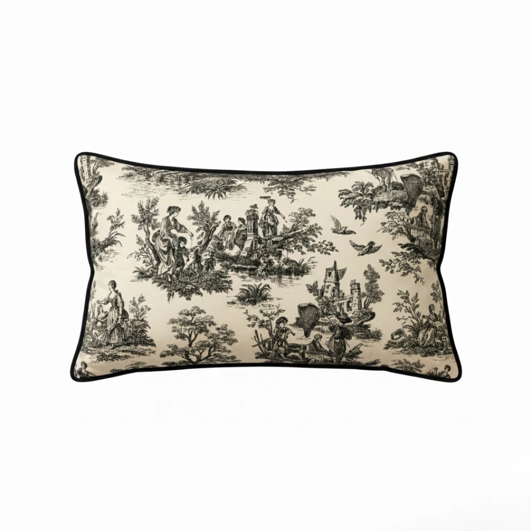 Toile de Jouy Cushion Cover, Black