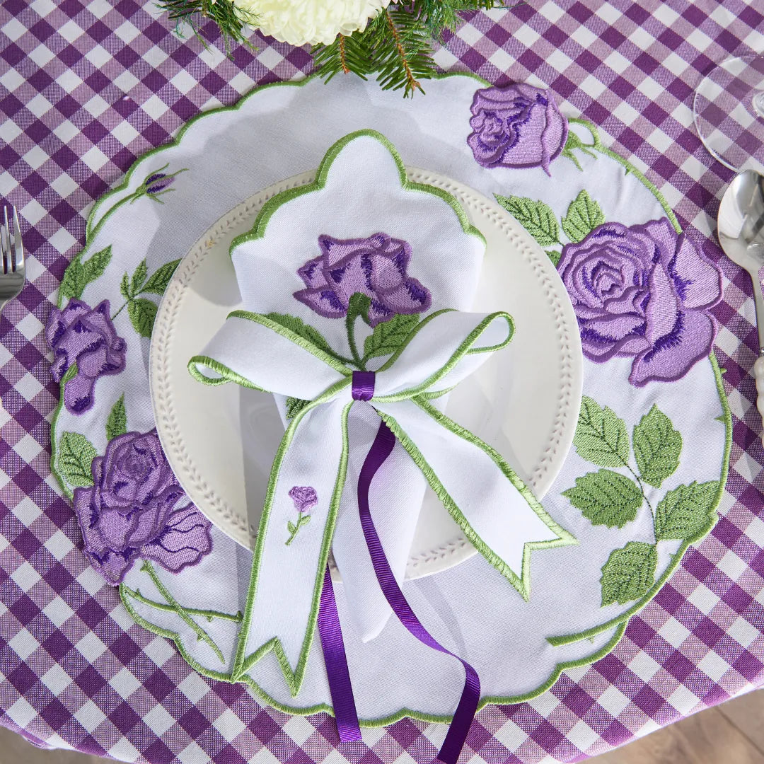 VINTAGE ROSE NAPKIN RING LILAC (SET OF 4)