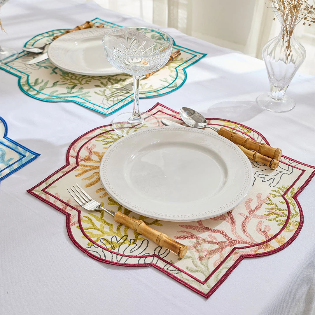 CORAL PLACEMATS BURGUNDY (SET OF 4)