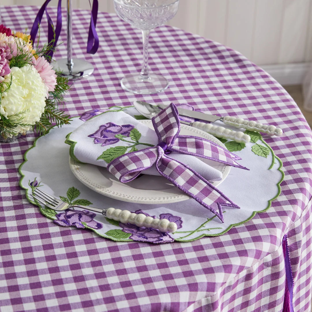STRIPED NAPKIN RING PURPLE (SET OF 4)