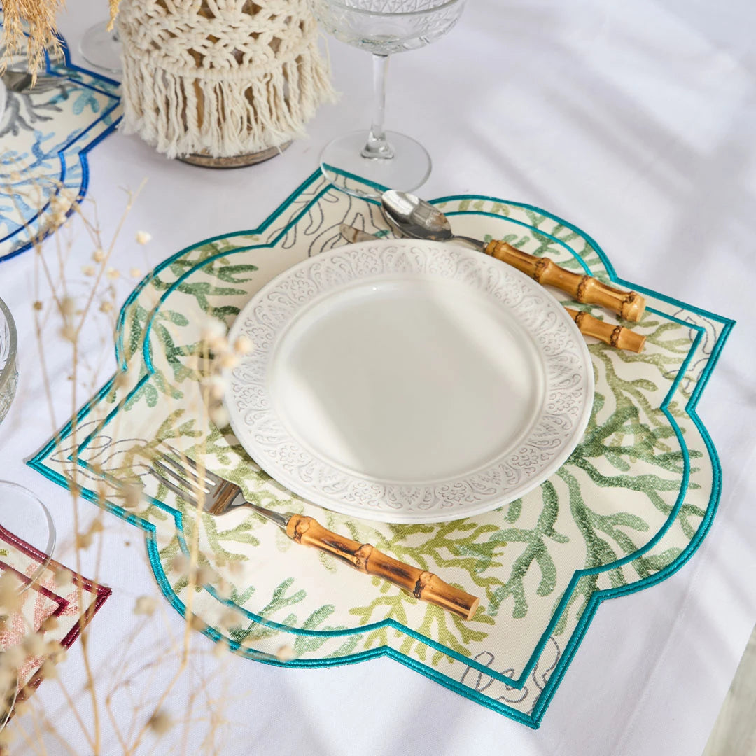 CORAL PLACEMATS GREEN (SET OF 4)