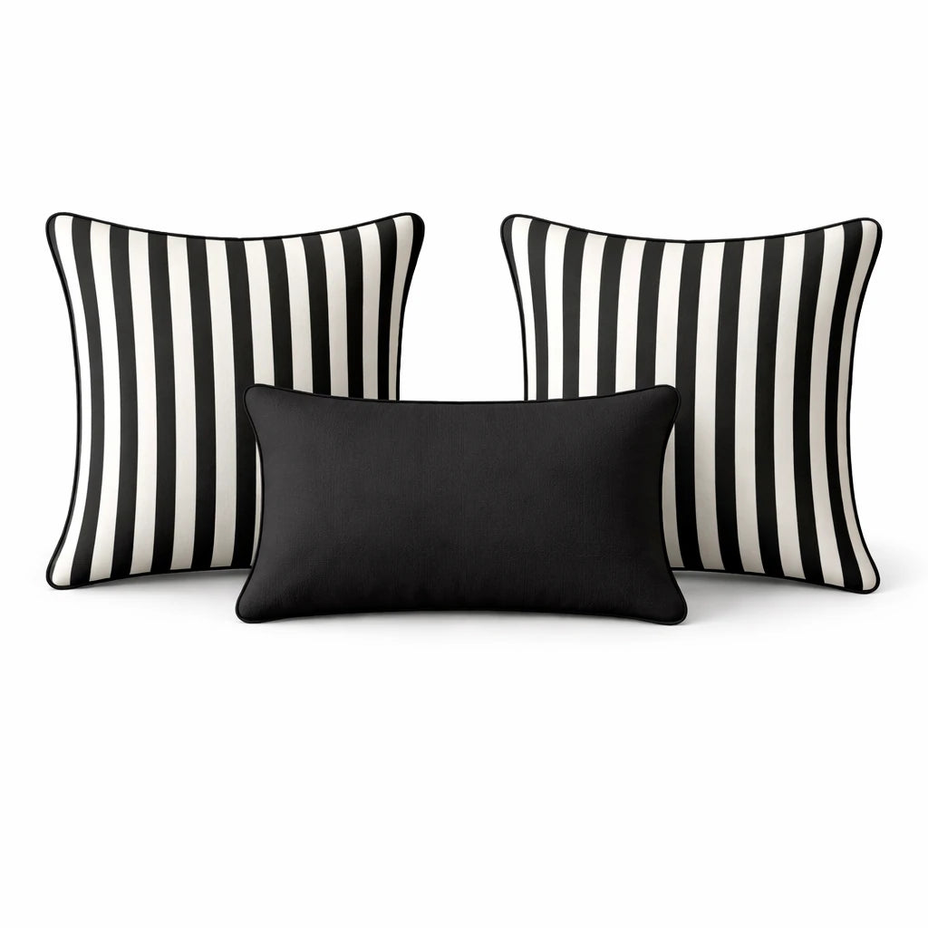 Black Striped Cushion Cover Set