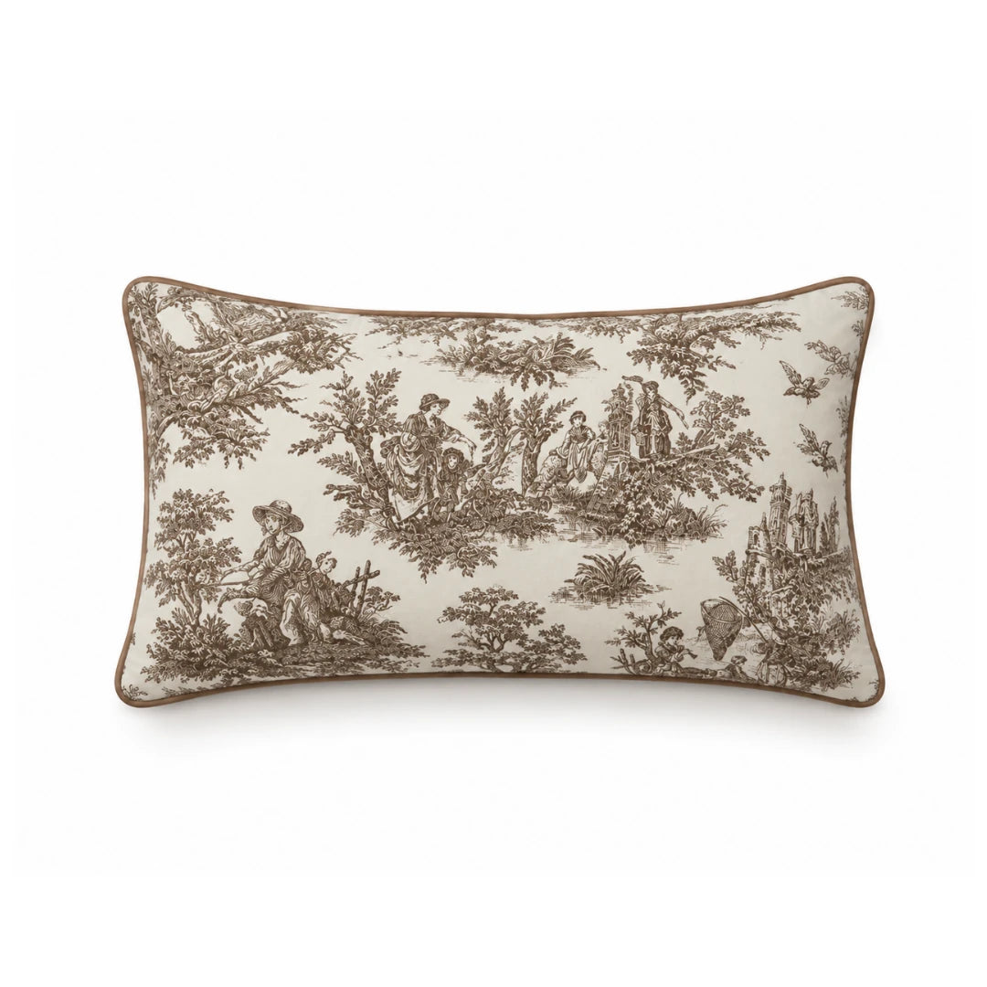 Toile de Jouy Cushion Cover, Beige