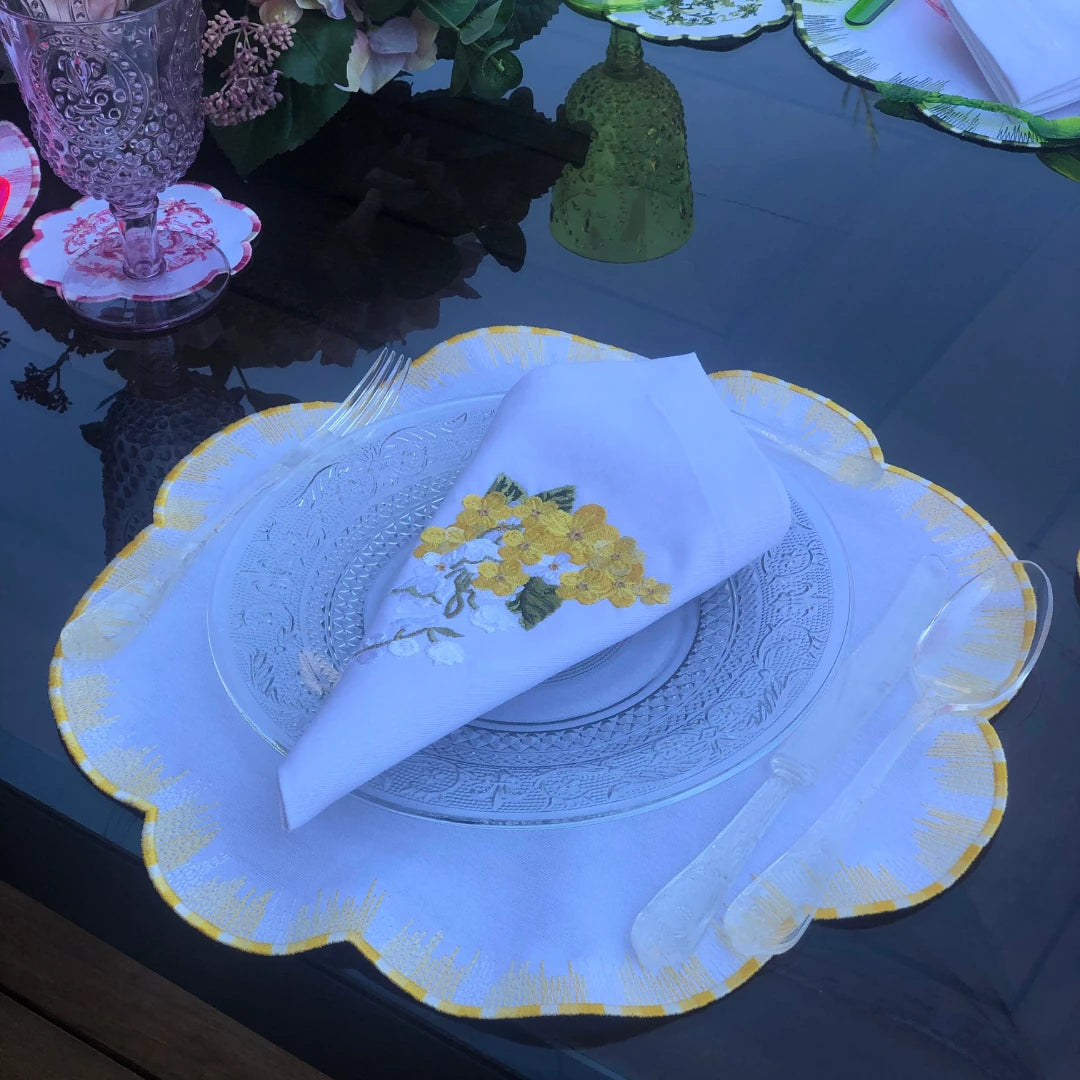 HYDRANGEA DINNER NAPKIN YELLOW (SET OF 4)
