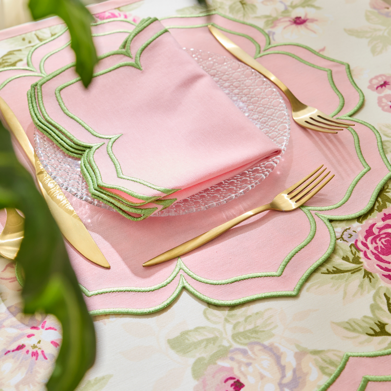 FIONA NAPKINS PINK GREEN (SET OF 4)