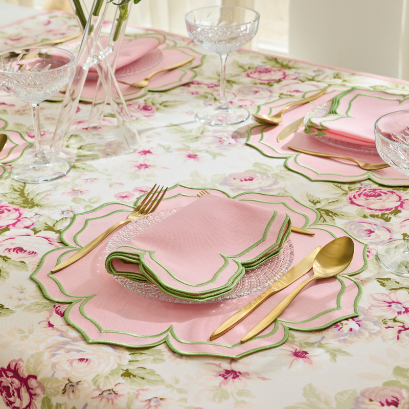 FIONA NAPKINS PINK GREEN (SET OF 4)