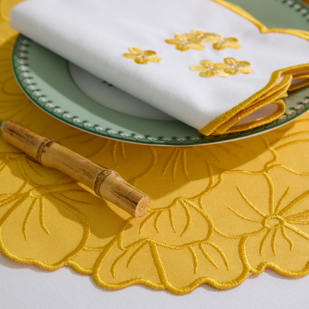 FLORA NAPKINS YELLOW (SET OF 4)