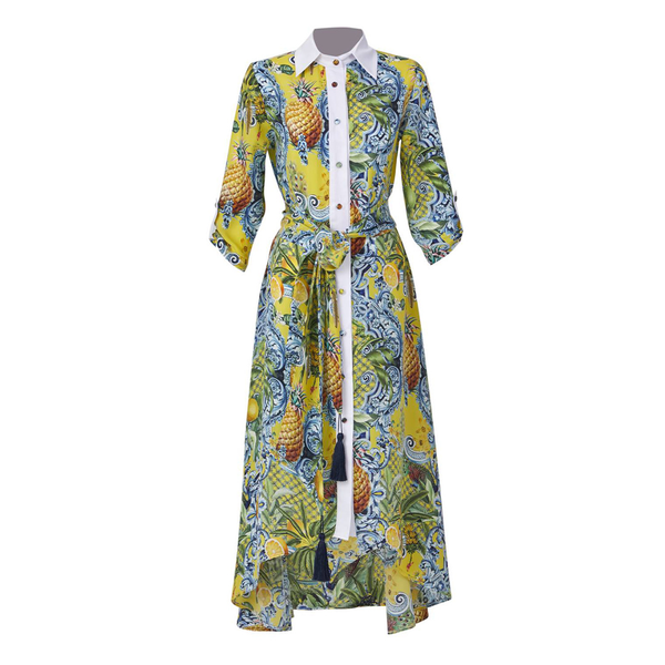 YELLOW SICILIA VEGAN SILK DRESS