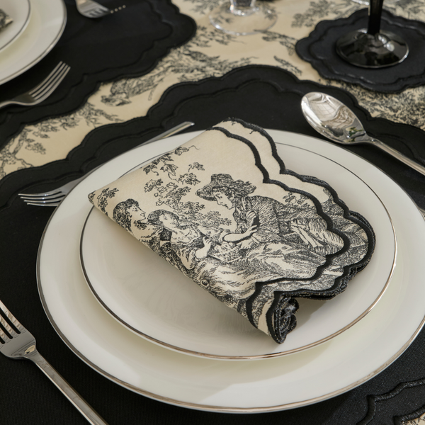 TOILE de JOUY NAPKINS BLACK (SET OF 4)