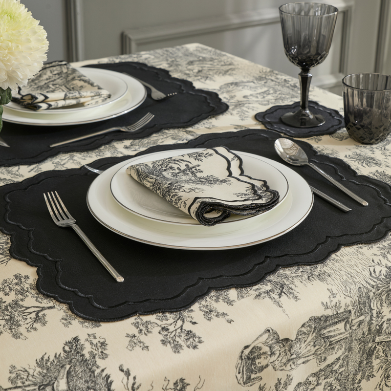 TOILE de JOUY NAPKINS BLACK (SET OF 4)