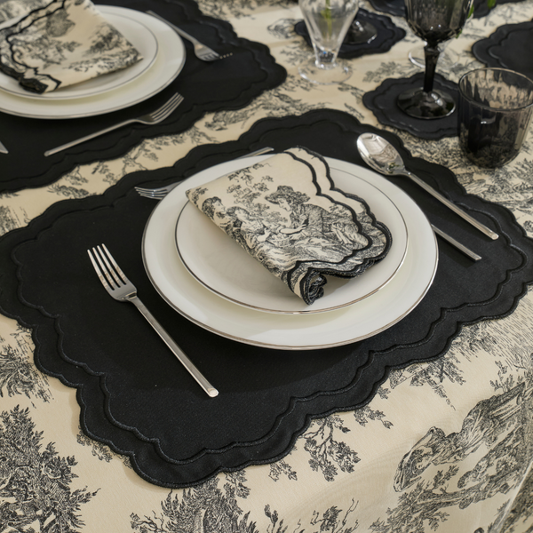 TOILE de JOUY NAPKINS BLACK (SET OF 4)