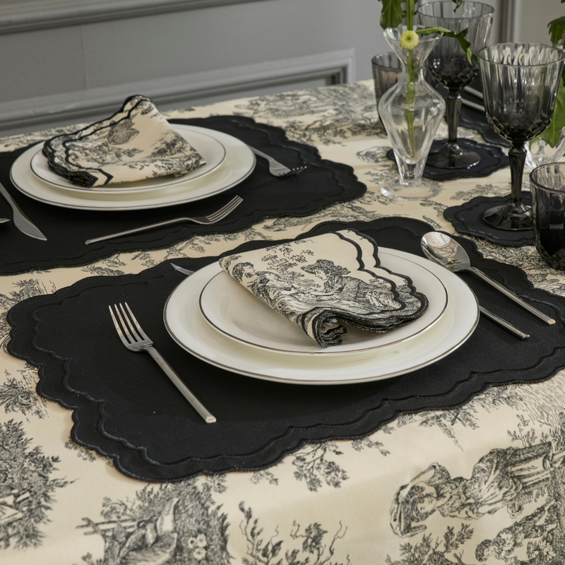 TOILE de JOUY NAPKINS BLACK (SET OF 4)