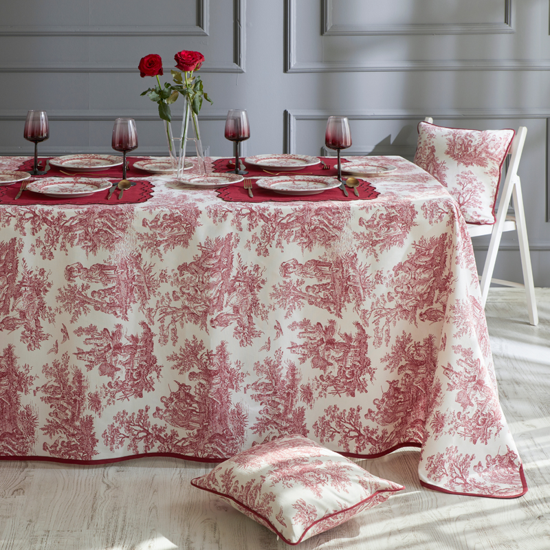 TOILE DE JOUY TABLECLOTH BURGUNDY