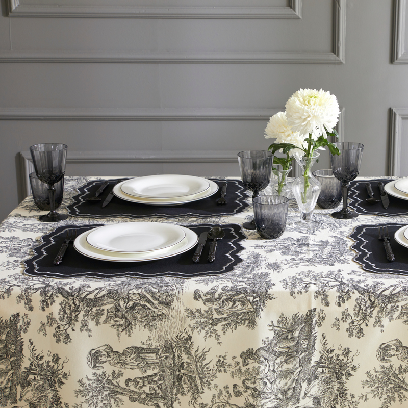 TOILE DE JOUY TABLECLOTH BLACK