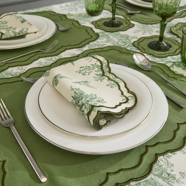 TOILE de JOUY NAPKINS GREEN (SET OF 4)