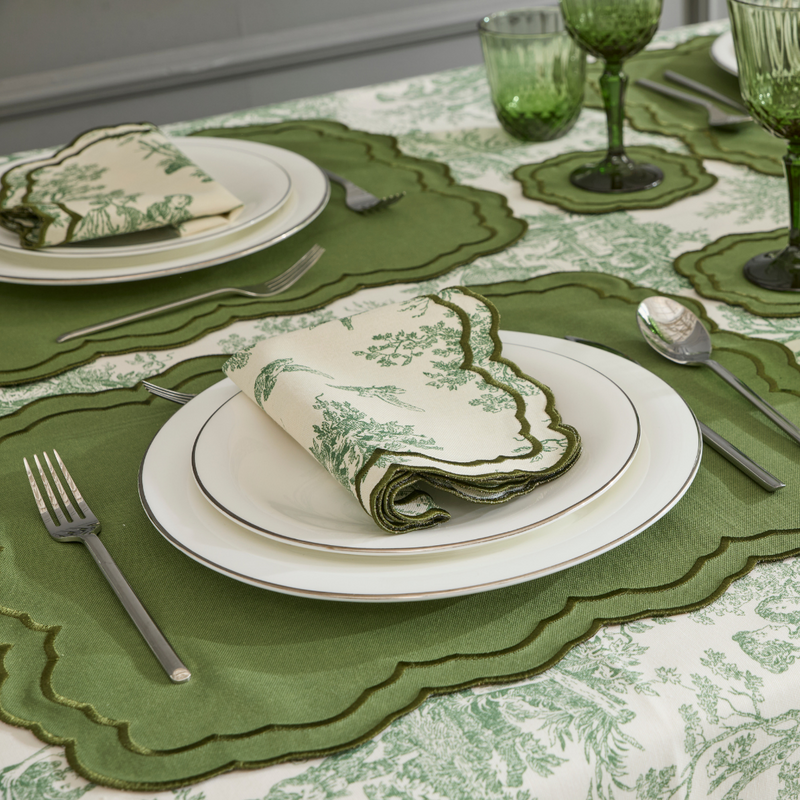 TOILE de JOUY NAPKINS GREEN (SET OF 4)